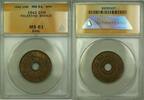 Weltmünzen 10 Mils Palestine Bronze Coin ANACS MS 61 BRN -