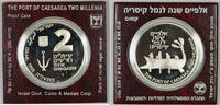 Weltmünzen 2 New Sheqalim Israel Silver Proof Port of Caesarea Commem Coin as Issued -