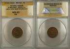 Exonumia Token NY-NYC B Maloney Civil War Storecard 630AU-1a ANACS MS-62 Red-Brown -