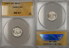 USA Dime 1938-D Silver Mercury 10C Coin ANACS MS-67 (Near Full Split Bands 11) -