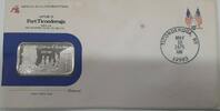 Bullion US Bicentennial Capture of Ft. Ticonderoga 1 Oz Silver Bar W/Stamp W/FDC -