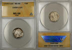 USA Dime 1938-S Silver Mercury 10C ANACS MS-66 Full Split Bands (Light Toning 11 A) -