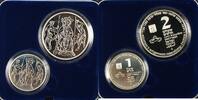 Weltmünzen Israel Sheqalim Biblical Art 2 Coin Silver Proof & UNC Set w/ Box & COA -