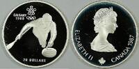 Kanada 1987 Canada $20 Proof Calgary Olympic .925 Silver Coin- Curling-w/Capsule -