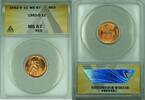 USA Cent 1952-D Lincoln Wheat 1C Coin ANACS MS 67 RD (32) B -