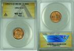 USA Cent 1952-S Lincoln Wheat 1C Coin ANACS MS 66 RD (32) C -
