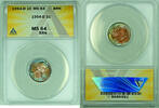 USA Cent 1954-D Lincoln Wheat 1C Coin Toned ANACS MS 64 BN (32) -