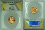 USA Cent 1954-D Lincoln Wheat 1C Coin ANACS MS 66 RD (32) A -