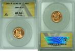 USA Cent 1954-S Lincoln Wheat 1C Coin ANACS MS 66 RD (32) B -