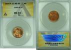 USA Cent 1955-S Lincoln Wheat 1C Coin ANACS MS 65 RB (24) A -