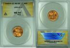 USA Cent 1955-S Lincoln Wheat 1C Coin ANACS MS 66 RD (24) C -