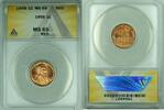 USA Cent Lincoln Wheat 1C Coin ANACS MS 65 RD (24) -