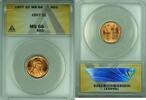 USA Cent Lincoln Wheat 1C Coin ANACS MS 66 RD (24) B -
