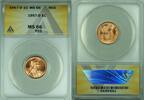 USA Cent 1957-D Lincoln Wheat 1C Coin ANACS MS 66 RD (24) B -