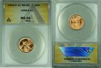 USA Cent 1958-D Lincoln Wheat 1C Coin ANACS MS 66 RD (24) B -