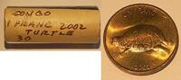 Weltmünzen 1 Franc Republic of Congo Brass Coin (Turtle) BU Roll of 30 -