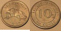 Weltmünzen Republic of Congo 10 Sengi Aluminum Coin (Leopard) BU Roll of 30 -