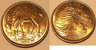 Weltmünzen 10 Santeem Ethiopia Nickel-Brass Coins Lion/Antelope - Roll of 20 BU Coins -