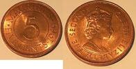 Weltmünzen 5 Cents Mauritius Bronze Coins of Queen Elizabeth II - Roll of 20 BU Coins -