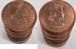 Weltmünzen 5 Cent Seychelles Bronze Coins of Queen Elizabeth II - Roll of 20 BU Coins -