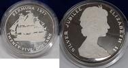 Weltmünzen Sterling Bermuda $25 Silver Coin /25th Ann of QE II in Original Holder -