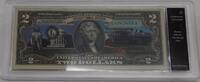 Banknoten CU Colorized $2 FRN - President Thomas Jefferson in Plastic Case -