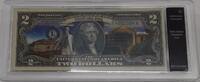 Banknoten CU Colorized $2 FRN - President James Monroe in Plastic Case -