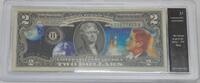 Banknoten CU Colorized $2 FRN - We Choose to go to the Moon in Plastic Case -
