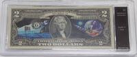 Banknoten CU Colorized $2 FRN - Apollo 11/1st Man on the Moon in Plastic Case -