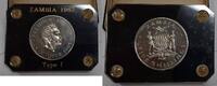Weltmünzen 5 Shillings Proof Zambia Independence Proof Coin in Holder -