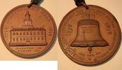 Exonumia Bronze American Centennial 38MM Souvenir Medal w/Ribbon -