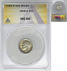 USA Roosevelt Dime 1958-D 10c Coin Toned ANACS MS 65 -