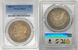 USA Dollar 1881-S Morgan Silver Colorful Tone PCGS MS 63 (21) i -