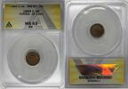Weltmünzen 1865 Tunisia 1/4 K Coin AH ANACS MS 63 RB W7 -