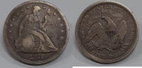 USA Dollar Seated Liberty Silver VF w/Scratches & Rim Dings -