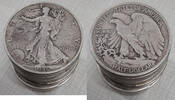 USA Half Dollar 1936-S Walking Liberty Roll 20 Circulated 90% Silver Coins in Tube -
