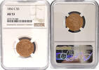 USA $5 Half Eagle 1856-C Liberty Gold Coin NGC AU-53 Much Undegraded! -