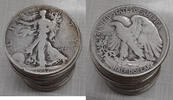 USA Half Dollar 1937-D Walking Liberty Roll 20 Circulated 90% Silver Coins in Tube -