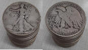USA Half Dollar 1935-D Walking Liberty Roll 20 Circulated 90% Silver Coins in Tube -