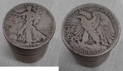 USA Half Dollar 1934-D Walking Liberty Roll 20 Circulated 90% Silver Coins in Tube -