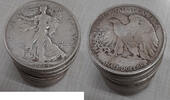 USA Half Dollar Walking Liberty Roll 20 Circulated 90% Silver Coins in Tube -