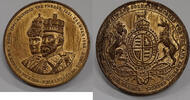 Exonumia Medal Coronation King Edward VII Gilt 27.5 Grams 38MM AU Details w/Stains -