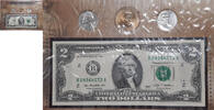 USA Thomas Jefferson Collection - $2 Note & 3 Coins UNC in Info Card -