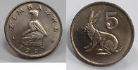 World Coins 1997 Zimbabwe 5 Cent Coin KM#2 - BU Roll of 30 Coins in Wrapper -