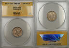 USA Dime Silver Mercury 10C ANACS MS-60 Cleaned Details (Toned Better Coin 10) -