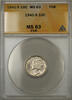 USA Dime 1941-S Silver Mercury 10C ANACS MS-63 Full Split Bands (Better Coin 11) -
