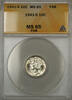 USA Dime 1941-S Silver Mercury 10C ANACS MS-65 Full Split Bands (Better Coin 11 A) -