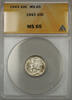 USA Dime Mercury 10C ANACS MS-65 (Looks FSB Full Split Bands 11) -