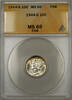 USA Dime 1944-S Silver Mercury 10C ANACS MS-65 Full Split Bands (Light Toning 11) -