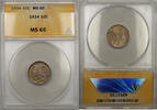 USA Dime Silver Mercury 10C Coin ANACS MS-65 (Toned Full Split Bands 10) -